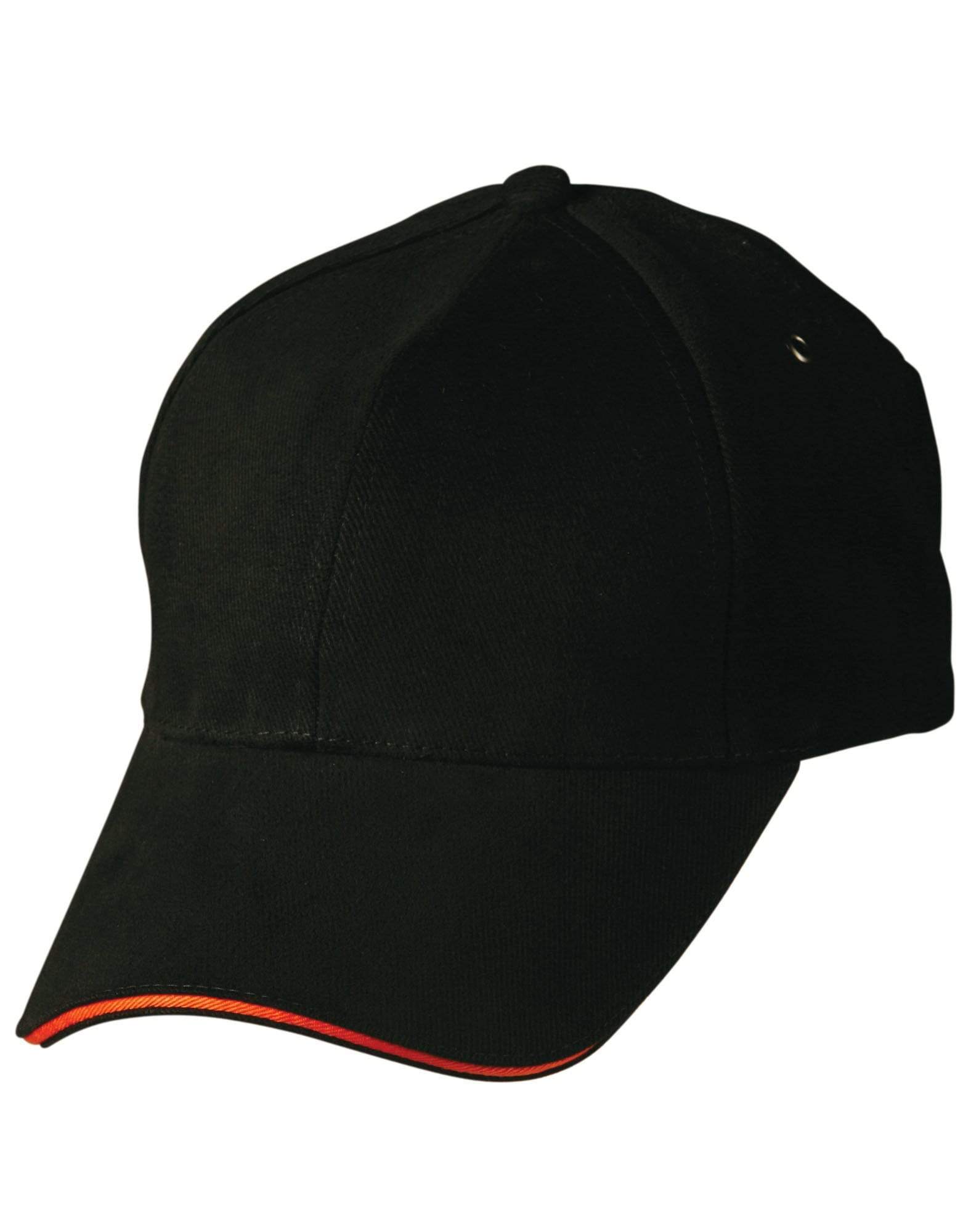 Sandwich Peak Cap Ch18 Active Wear Winning Spirit Black/ Orange One size fits most 